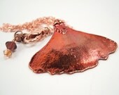 Copper Plated Gingko Leaf Pendant Necklace, Copper Dipped Leaf Pendant, Gingko Leaf Necklace