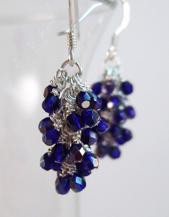 Cobalt Blue Fire Polished Cascade Earrings