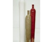 3 Ceramic Tall Vases Minimalist Bottles Wedding Spring Decor Gift wheel-thrown pottery, white red amber metallic gold modern