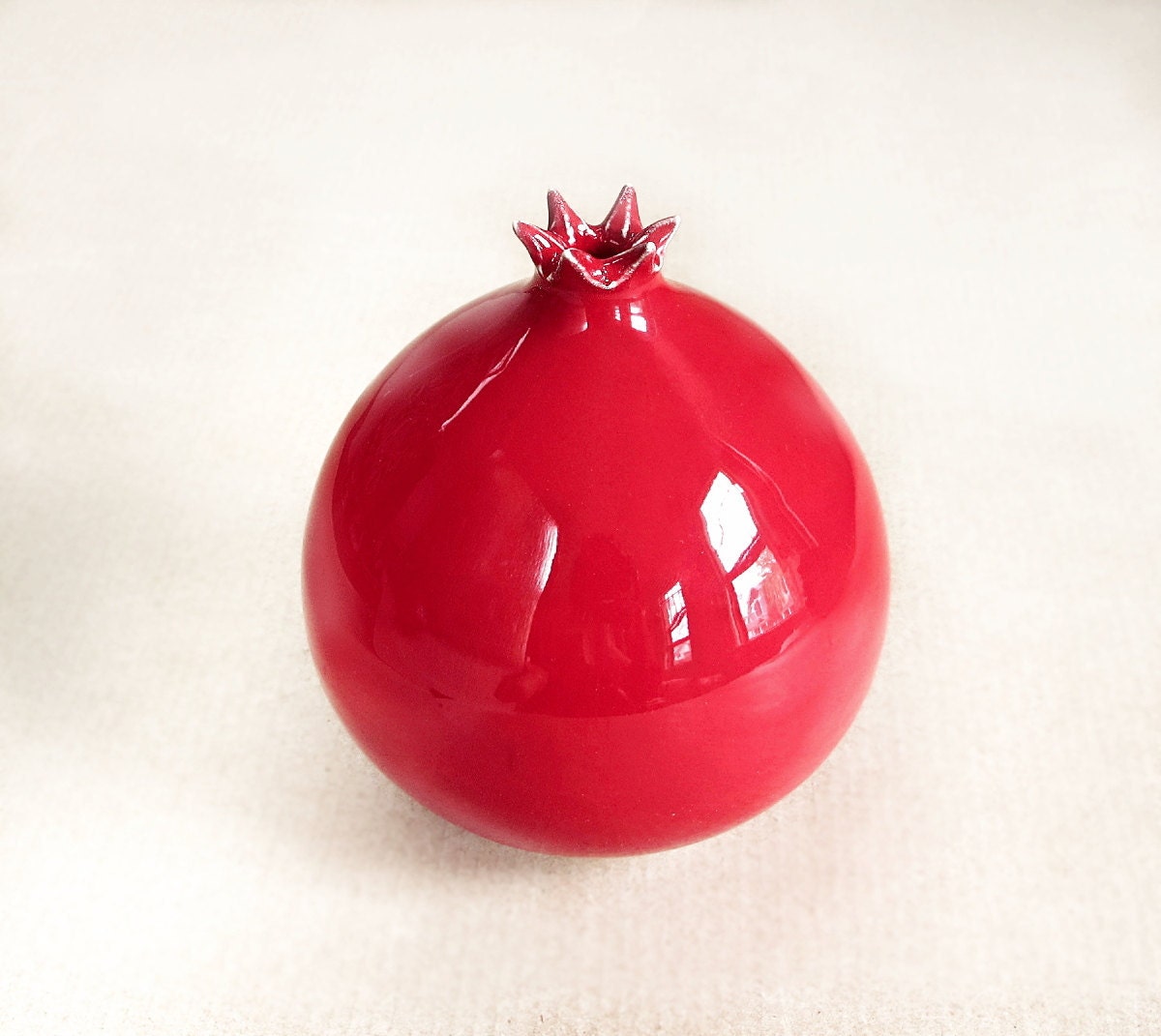Red Bright Holiday Decor, The Original Ceramic Red Pomegranate Fruit Vase, Handmade Pottery / Modern Kitchen Table, vases vessel Housewares