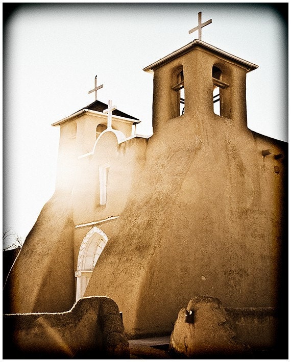 Land Of Enchantment 8x10 - New Mexico Travel Photography - Adobe Church Photo - Taos - Southwestern Art Print
