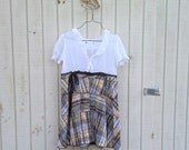 Funky Babydoll Plaid Dress / Eco Dress / Tattered Artsy Dress / Upcycled Clothing
