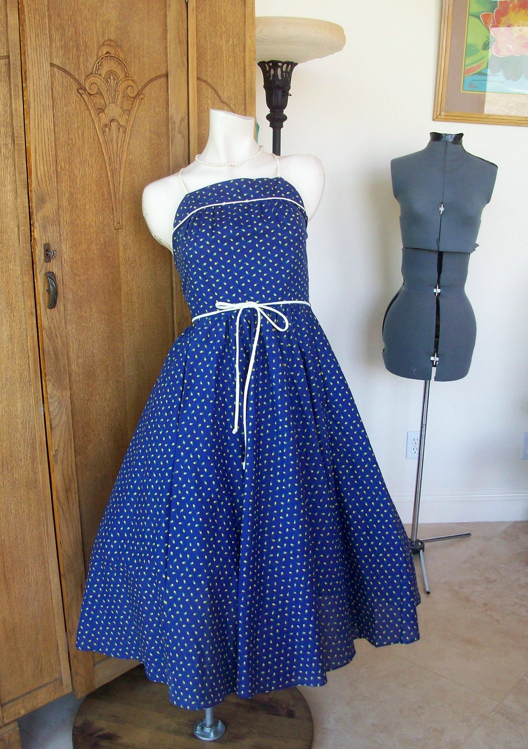 Vintage Rockabilly Dress 1970's Swing Dress