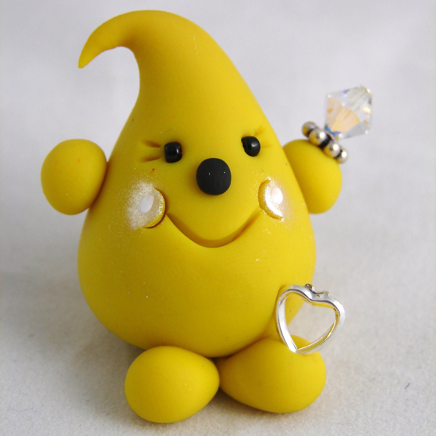APRIL Birthstone Diamond PARKER - Polymer Clay Character with Swarovski Clear Crystal