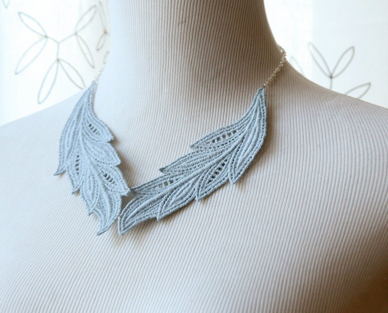 LAST ONE Lace Necklace - Narcissa in Ice Blue