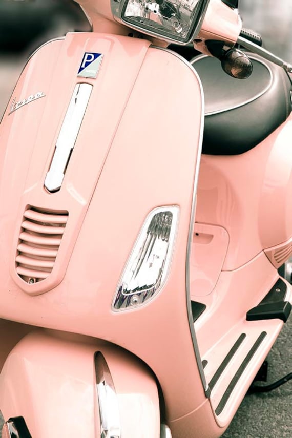 Pink Vespa - Modern French Style -home decor - adventure travel pastel pink - for girls - retro vintage