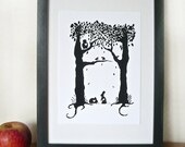 Animal hearts - Silhouette Art Print 6"x 8"