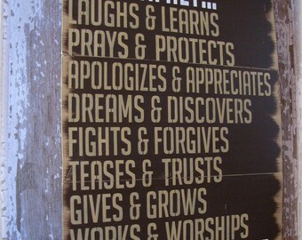 This Family Loves.... Antiqued Plank Typography Sign-Cottage Style