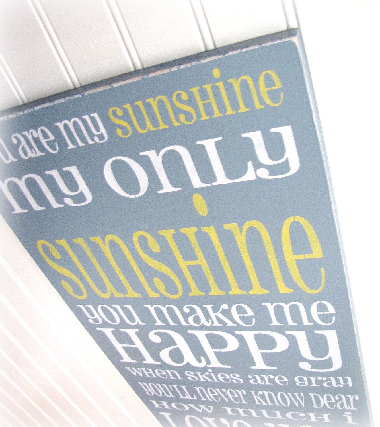 You Are My Sunshine Shabby Chic Typography Sign-Blue and Yellow