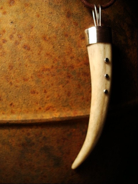 Silver Studded Deer Antler Necklace