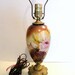 Vintage Hand Painted Porcelain Lamp with Large Pink, Yellow and Burgandy Roses, Vintage Home Decor