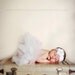 Ivory and blush pink newborn sewn tutu and hair clip-- portrait and nursery decoration..