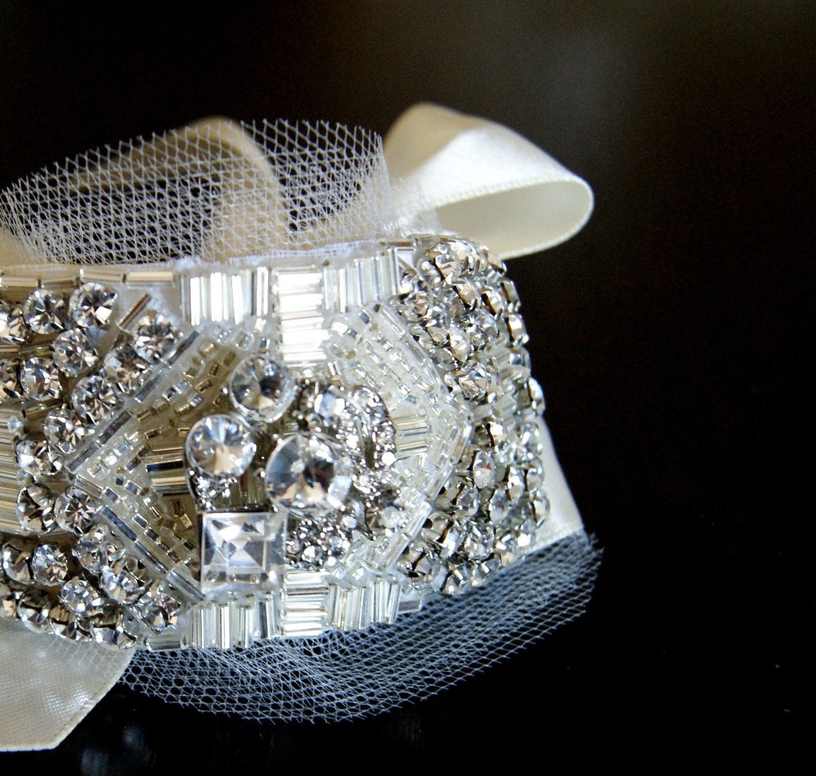 Crystal Bracelet ELLA in Art Deco and Ivory