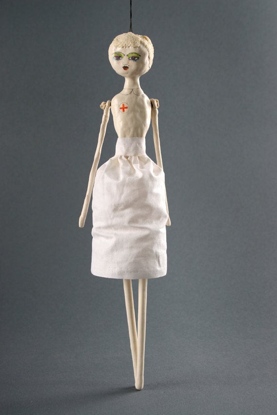 Mixed Media Clay Hanging Art Doll - Sister Hanna