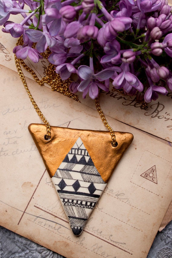Geometric Golden Tribal Pendant Necklace - FREE SHIPPING