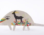 Mixed Media Clay Mouse and Deer Animal Art Object Wall Decor - The Journey