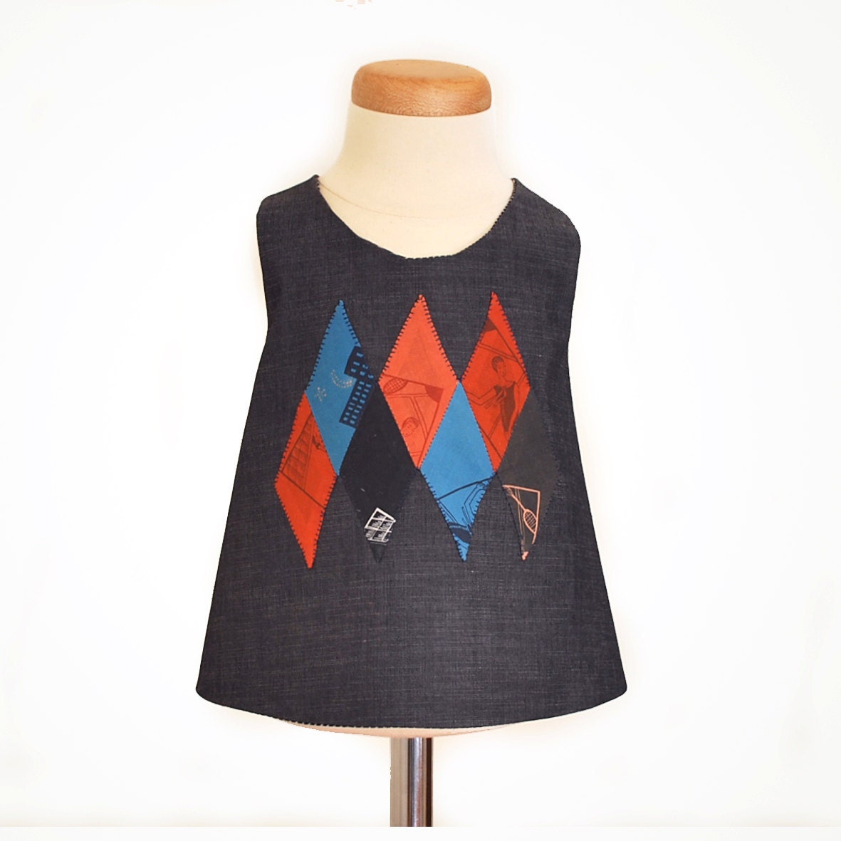 Baby pinafore with diamond patchwork 0 - 6 months