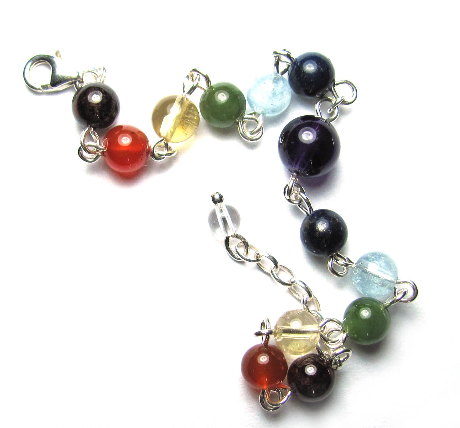 Chakra Bracelet, Meditation Beads, Rosary Bracelet, Yoga Jewelery, in Gemstones and Sterling Silver