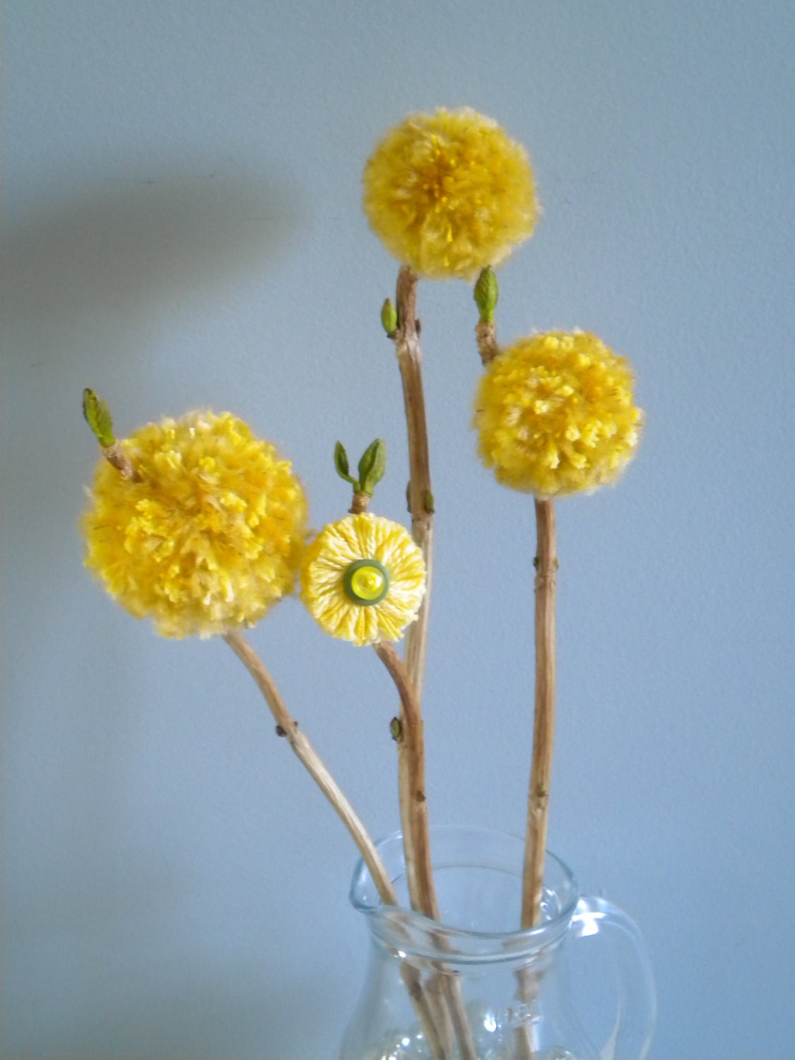Yellow Flowers - Pom Pom Flowers - Weddings - Nursery Decor - Centerpiece - Party Decorations
