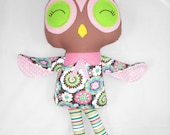 Handmade stuffed Owl Doll, Plush Owl, Cloth Owl, Made to order
