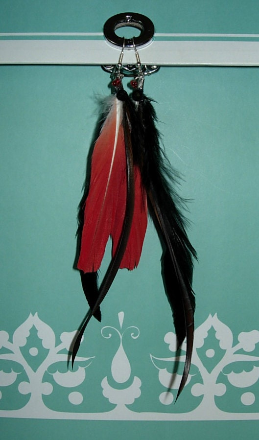 Feather earrings: Orange sunset