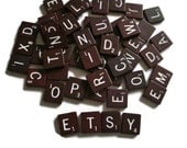 Scrabble Tiles Dark Maroon  set of 25 random wood tiles