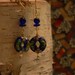 Cloisonne earrings with cobalt blue glass and pearl seed beads
