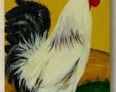 Kitchen decor Rooster, Original acrylic painting  on reclaimed rustic  solid wood board