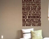 House Rules Never Give up Say Please & Thank You BIG Vinyl Decal 22x48 Vinyl Decal Home Decor Door Wall Lettering Words Quotes