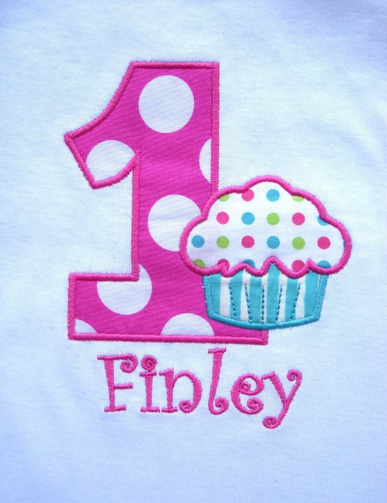 Girls' First Birthday Cupcake Short Sleeve Onesie