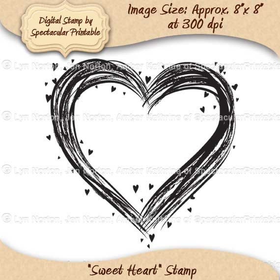Instant Download Sweetheart Digital Stamp Heart Shape Digi Stamp Mother's Day Wedding Engagement Heart digital clip art Printable Art DS9011