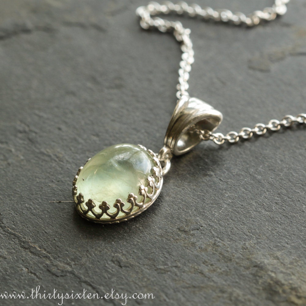 Prehnite Necklace in sterling silver