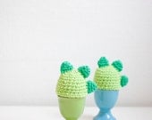 Dragon egg cozy, egg warmer set of two. Light apple green fun easter kitchen table setting decoration