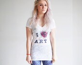 I X ART T-Shirt - Women's graphic printed burnout tee - I Love/Hate Art