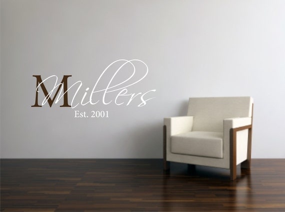 Vinyl Wall Decal Your Family's Last Name Monogram - Family Wall Quote - Family Decal - Family Monogram