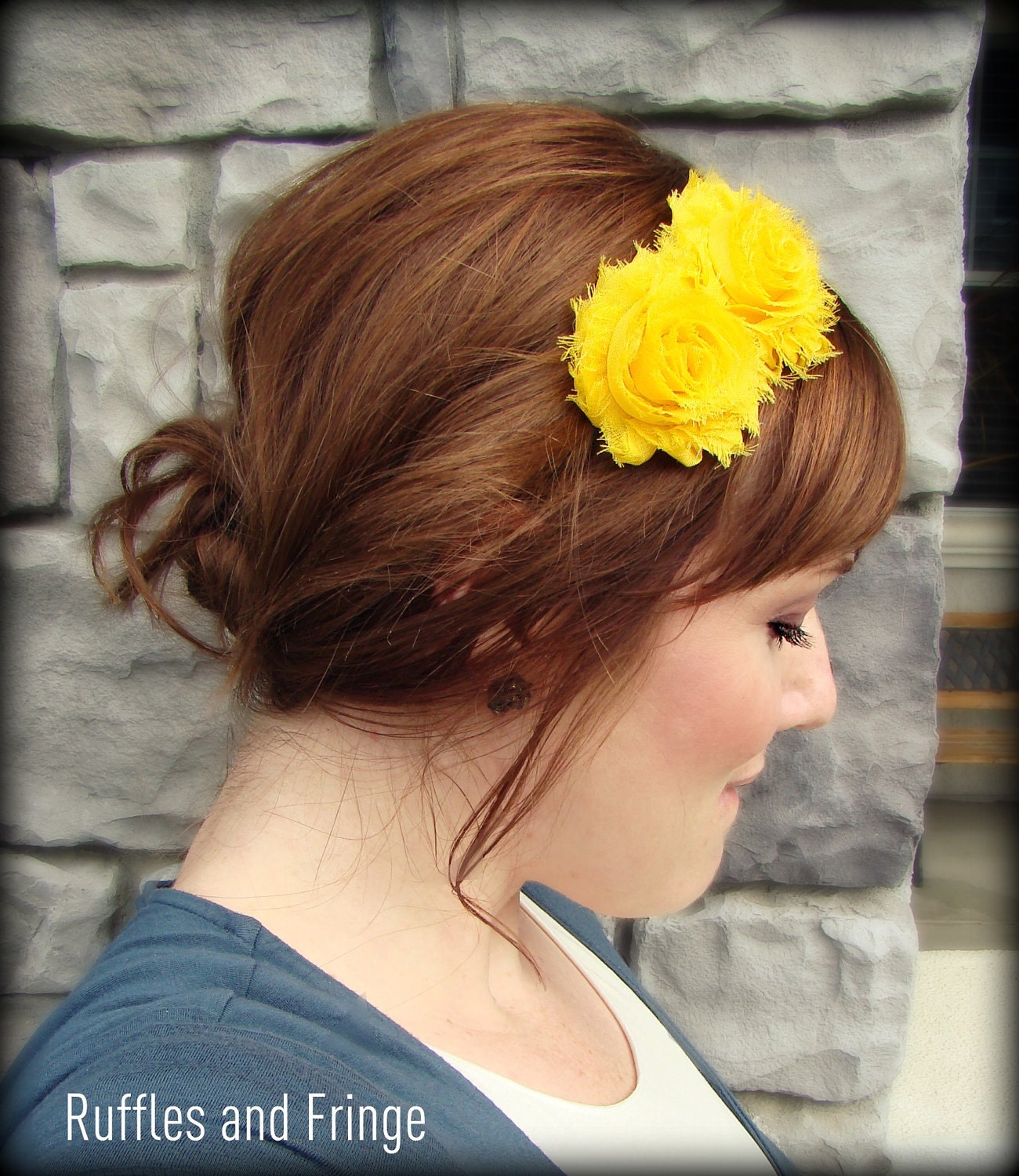 Shabby Chic Headband in Golden Sunshine Yellow for Women and Girls