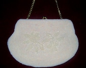 Vintage Beaded Walborg Purse Handbag Ivory White