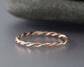 Two Tone Gold Twist Ring in Solid 14k Gold Rose Gold, White Gold or Yellow Gold - 1.6mm