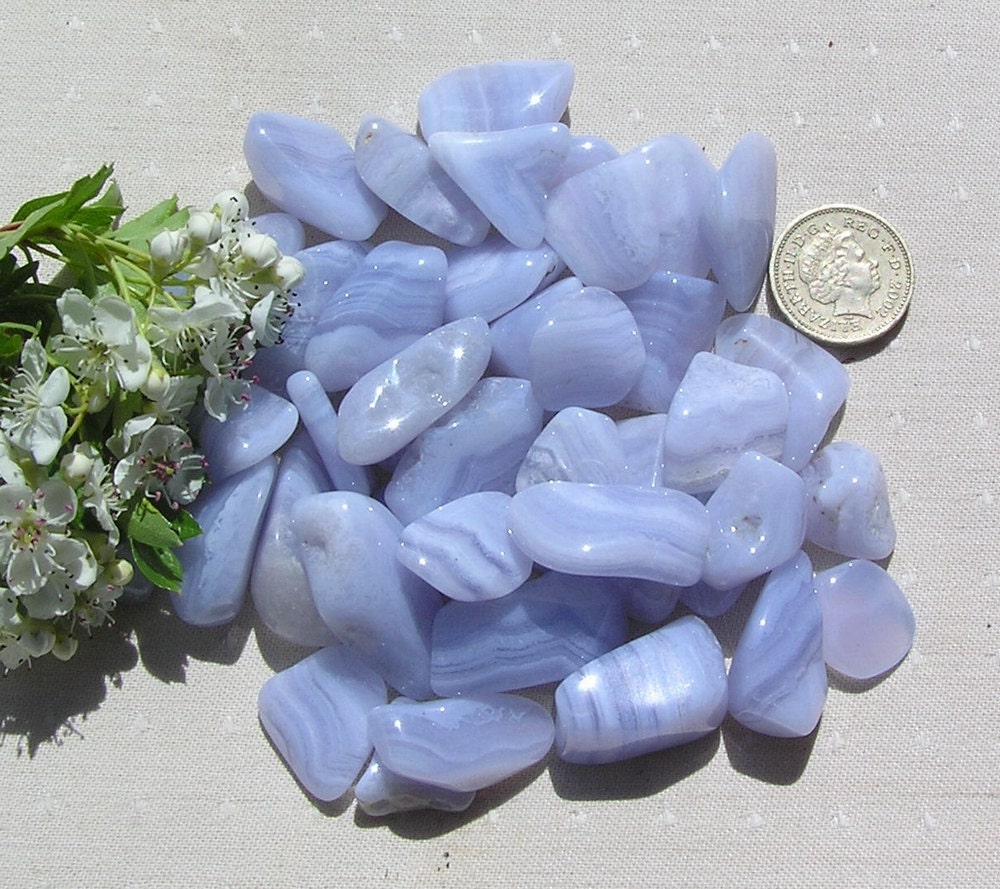 10 Blue Lace Agate  Crystal Tumblestones
