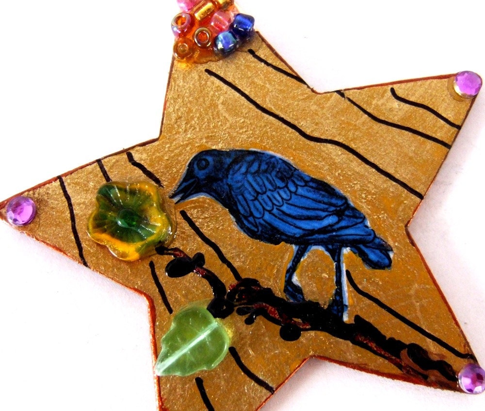 Black Crow Ornament Star Raven Bird