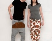 Low crotch, pants, harem, jogging pants, pleather, draw string, native, feathers, by Britton on Etsy