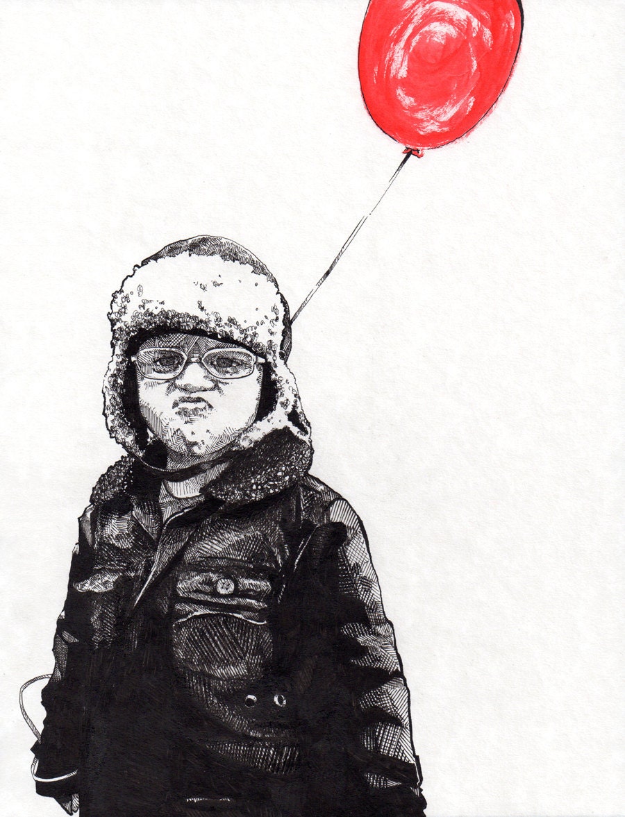 Custom Hand-Drawn Bluemovers Portrait, 8.5" x 11" (Black & White w/ Highlight Color)