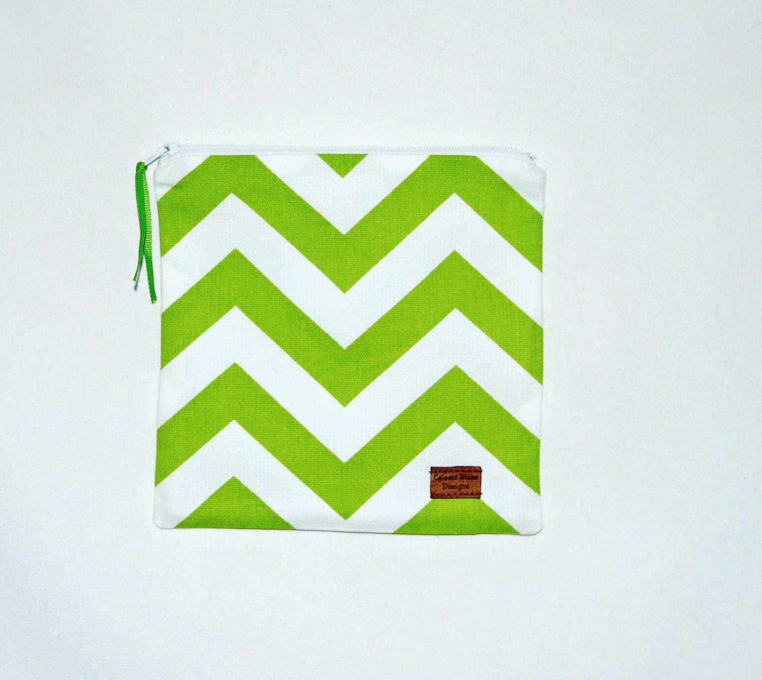 Reusable Sandwich Bag -Lime and White Chevron Stripe