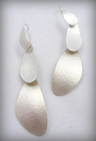 dangle earrings falling petals sterling silver