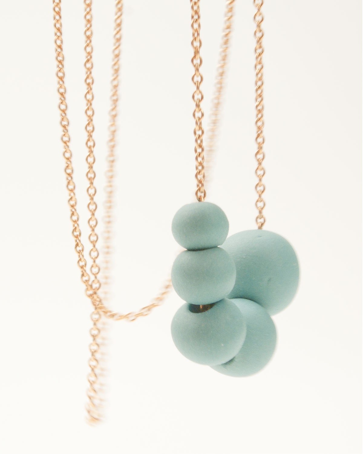 Antalya Porcelain And Golden Necklace, Turquoise Beads
