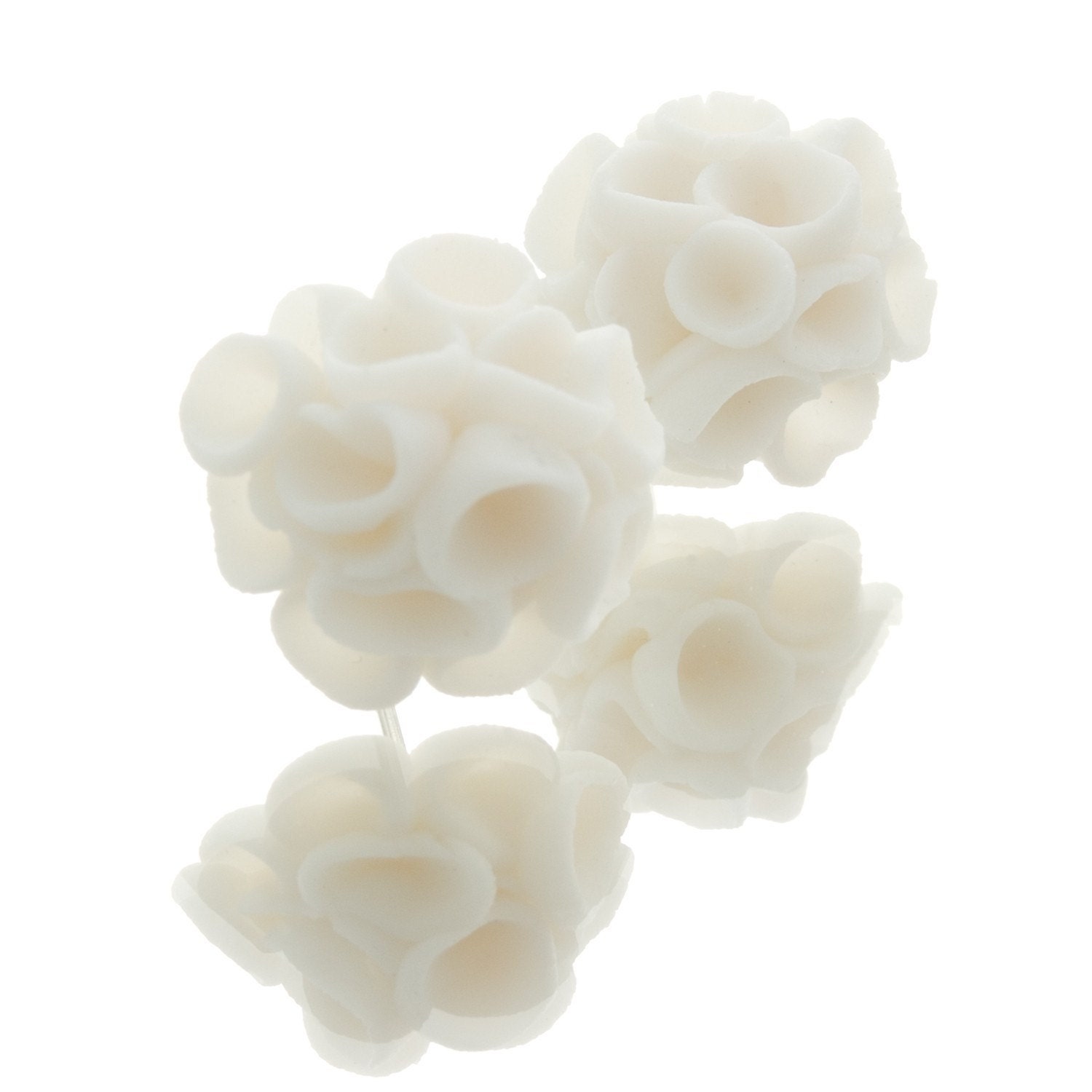 Earrings Studs , Khao-Lak Post Earrings, White Porcelain Flowers- Free Gift Wrapping