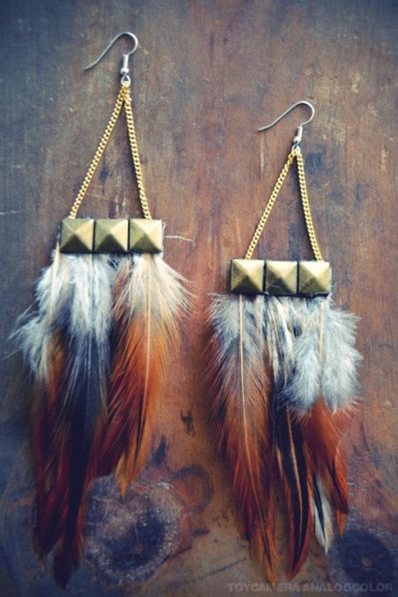 Pyramid Feather Earrings