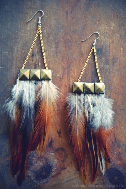 Pyramid Feather Earrings