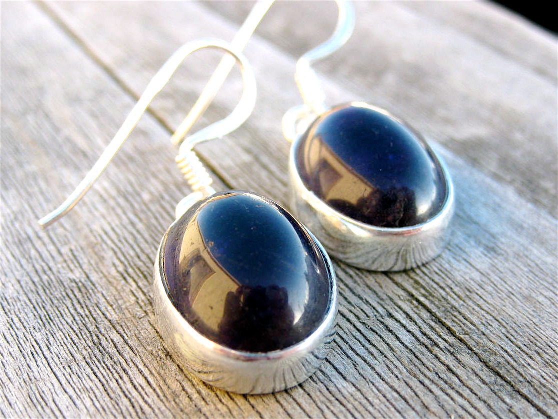 Dark Plum Purple Amethyst Sterling Silver Earrings