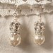 Vintage White Ivory Pearl & Rhinestone Ball Bridal Dangle Earrings